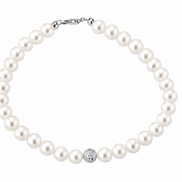 Kioto - Bracciale Donna Con Perle E Sfere Sfaccettate In Oro Bianco 18 Kt