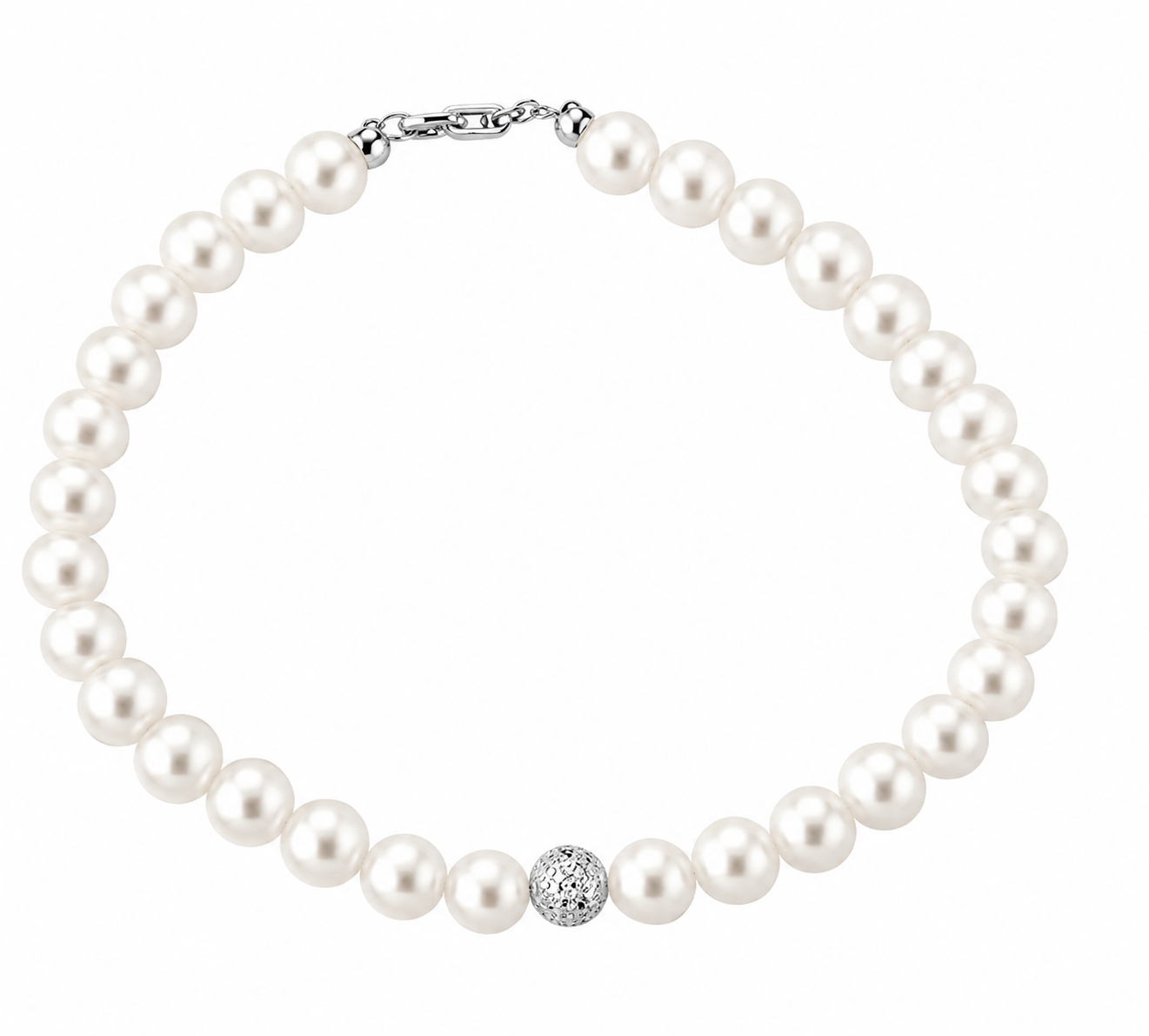 Kioto - Bracciale Donna Con Perle E Sfere Sfaccettate In Oro Bianco 18 Kt