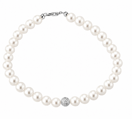 Kioto - Bracciale Donna Con Perle E Sfere Sfaccettate In Oro Bianco 18 Kt