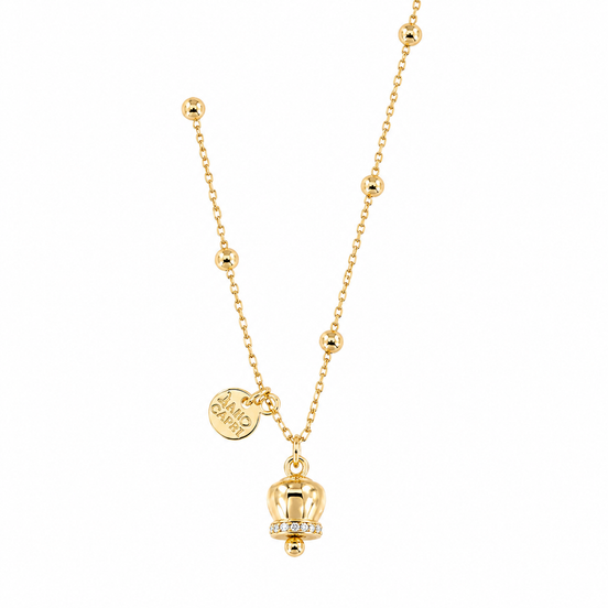 amo capri - Collana in Metallo con campanella portafortuna pendente, impreziosita da cristalli