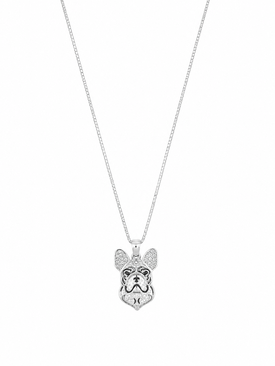 Fico Gioielli - Collana Bulldog Francese con Zirconi Argento 925