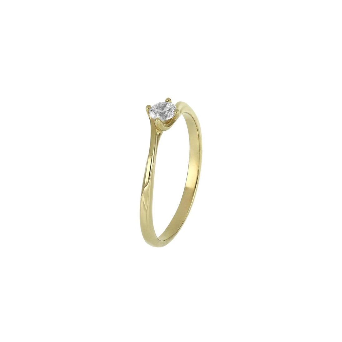 igold - Anello Solitario in Oro 375% (9KT) con Zircone