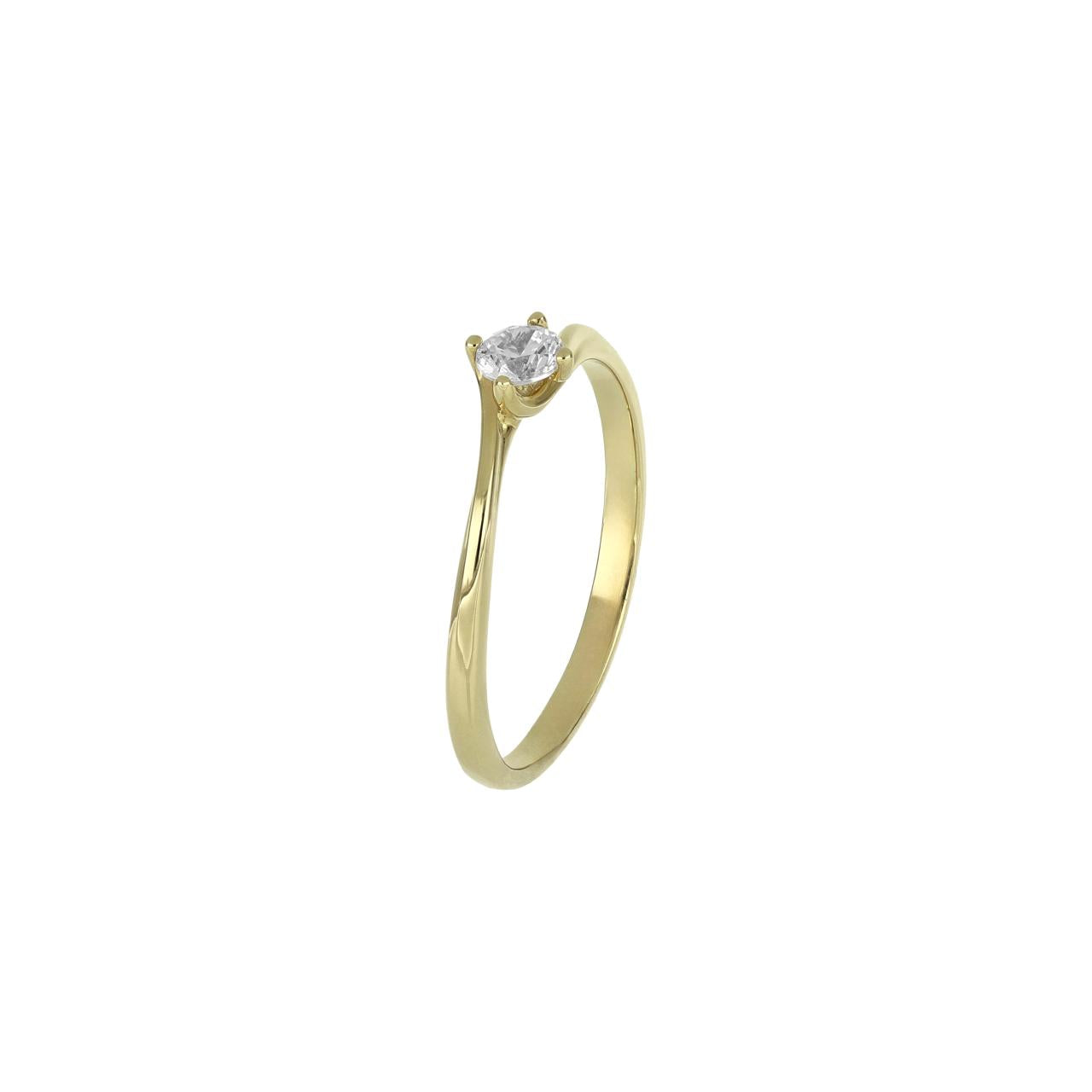 igold - Anello Solitario in Oro 375% (9KT) con Zircone
