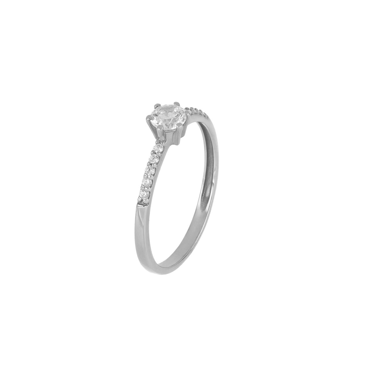 igold - Anello Solitario in Oro 375% 9kt con Zirconi Laterali