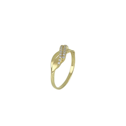 igold - Anello in Oro 375% 9Kt con Design Intrecciato e Zirconi