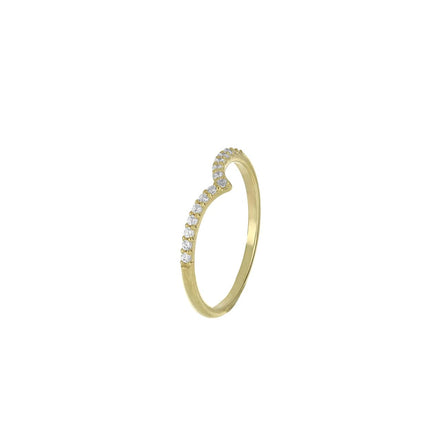 igold - Anello in Oro 375% 9kt con Pavé di Zirconi – Design Curvo Elegante