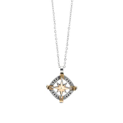 Collana con rosa dei venti e zirconi neri AGR238