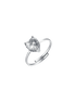 LUCA BARRA - ANELLO DONNA IN ACCIAIO CON CRISTALLO BIANCO A FORMA DI CUORE