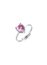 luca barra - ANELLO DONNA IN ACCIAIO CON CRISTALLO ROSA A FORMA DI CUORE