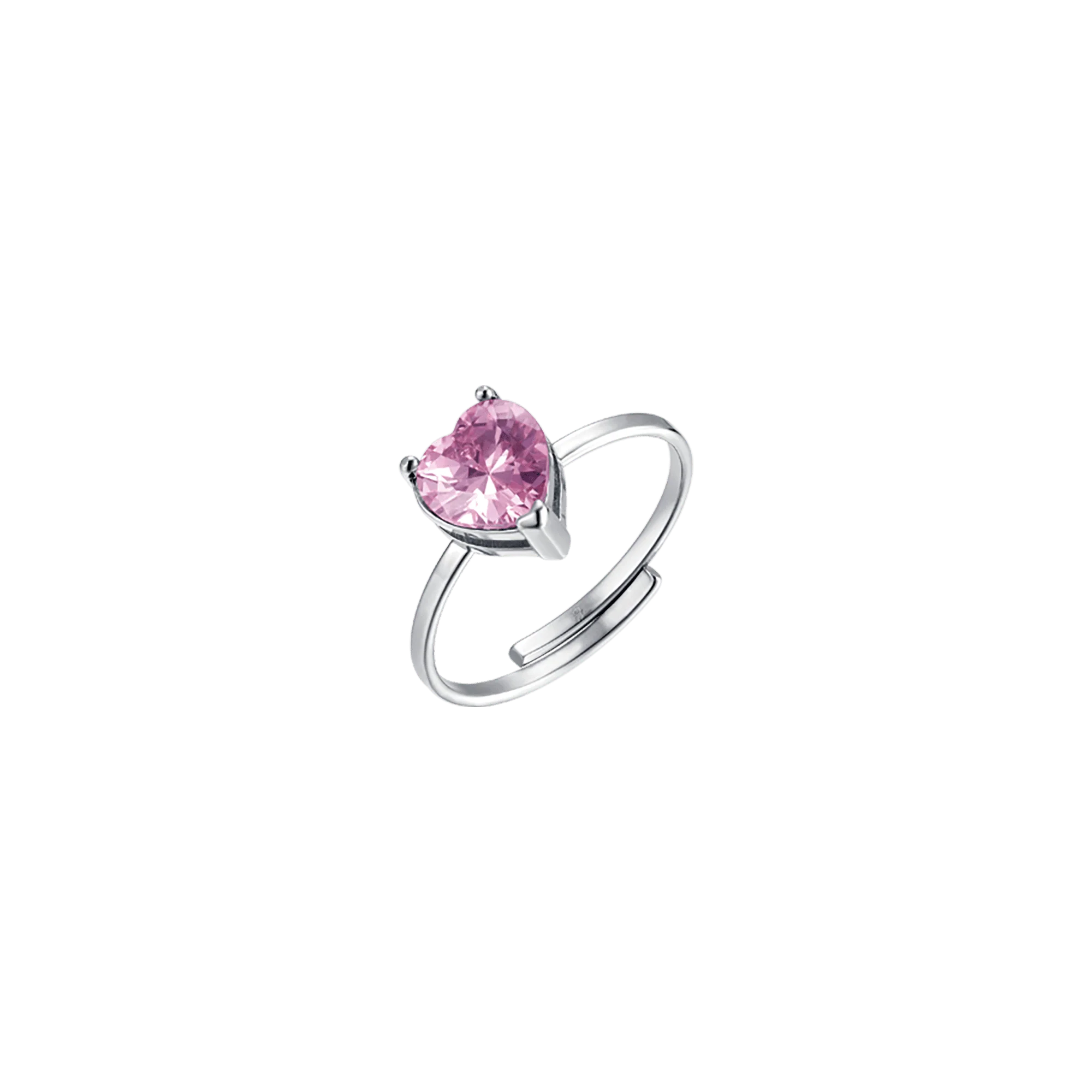 luca barra - ANELLO DONNA IN ACCIAIO CON CRISTALLO ROSA A FORMA DI CUORE