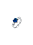 luca barra - ANELLO DONNA IN ACCIAIO CON CRISTALLI BIANCHI E CUORE CRISTALLO BLU
