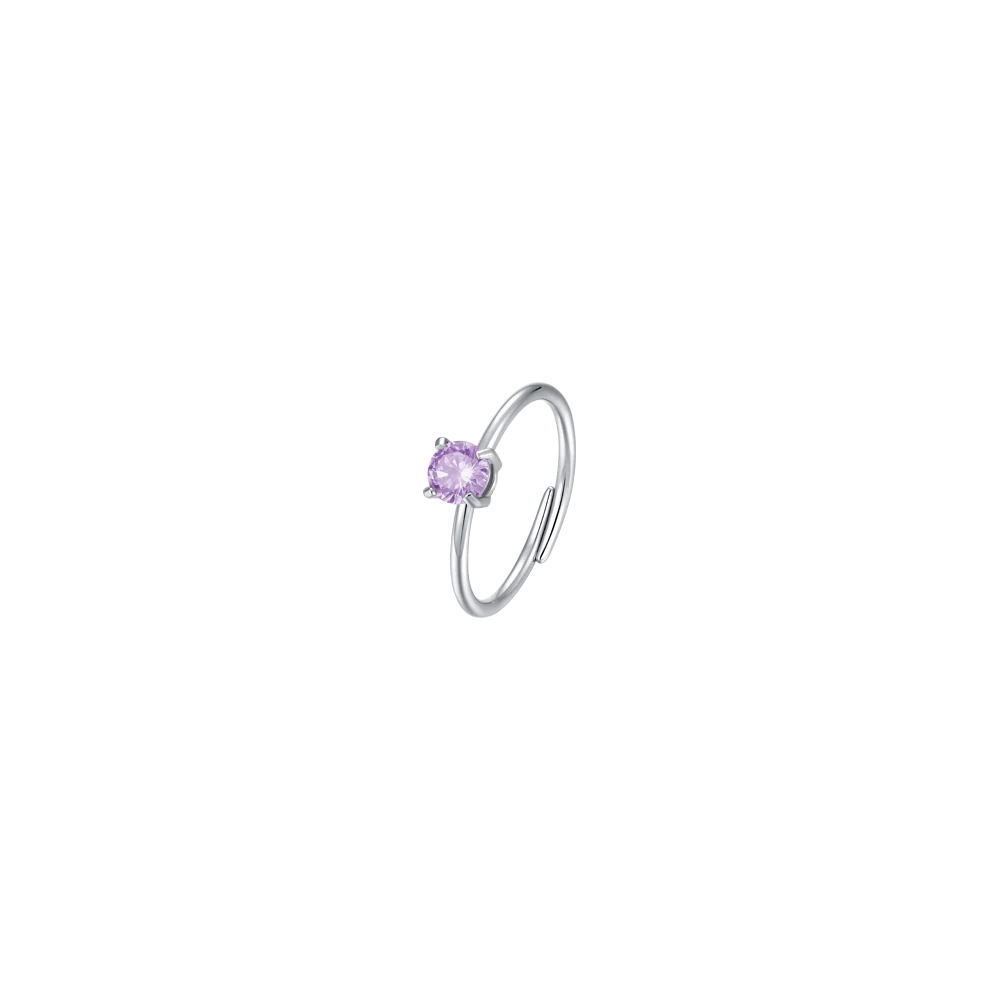 LUCA BARRA - ANELLO DONNA IN ACCIAIO ZIRCONE VIOLA