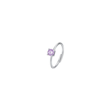 LUCA BARRA - ANELLO DONNA IN ACCIAIO ZIRCONE VIOLA