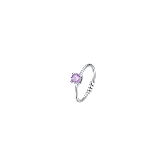 LUCA BARRA - ANELLO DONNA IN ACCIAIO ZIRCONE VIOLA