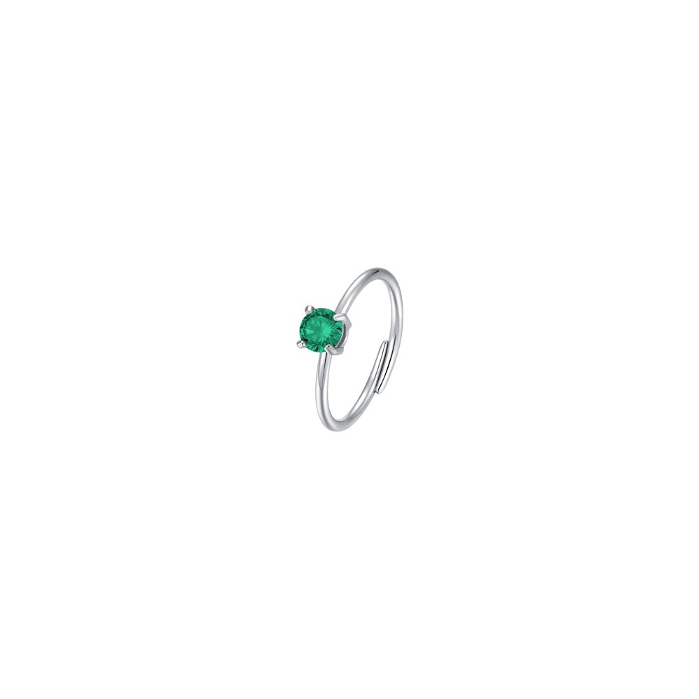 LUCA BARRA - ANELLO DONNA IN ACCIAIO ZIRCONE VERDE