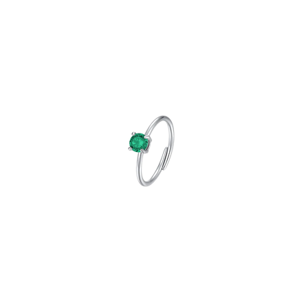 LUCA BARRA - ANELLO DONNA IN ACCIAIO ZIRCONE VERDE