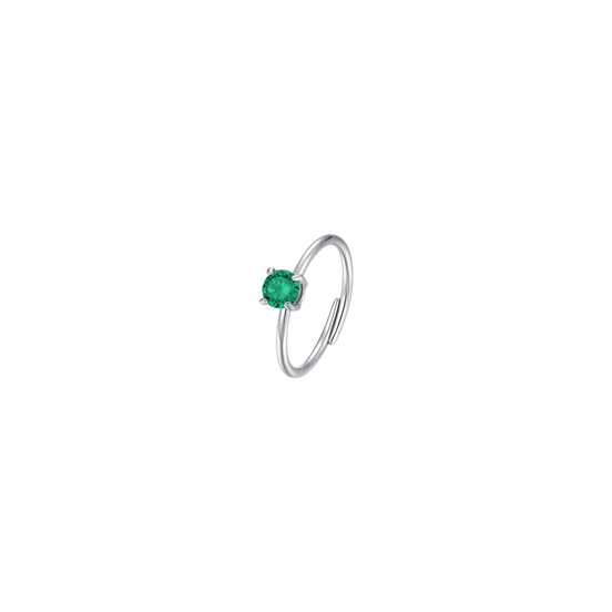 LUCA BARRA - ANELLO DONNA IN ACCIAIO ZIRCONE VERDE