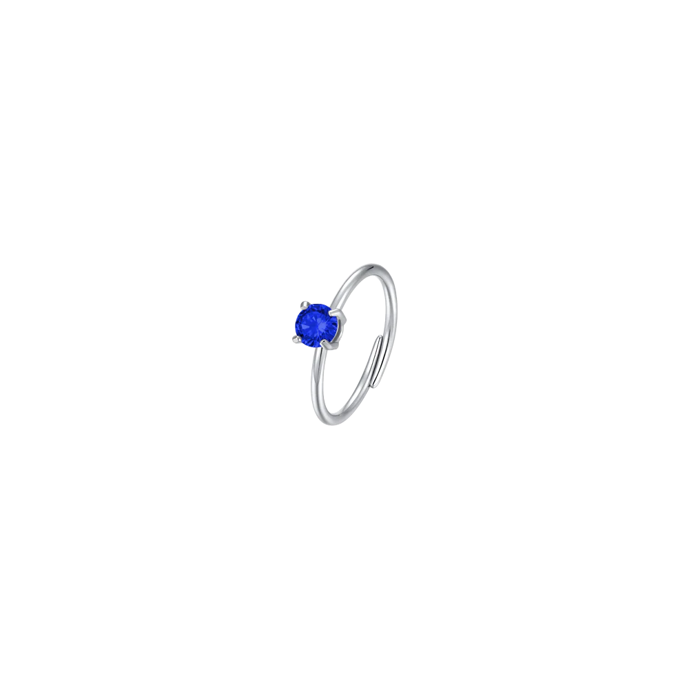 luca barra - ANELLO DONNA IN ACCIAIO ZIRCONE BLU