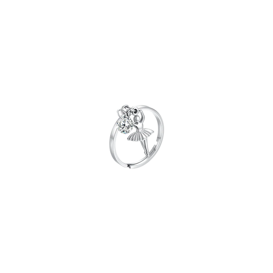 Luca Barra - ANELLO DONNA IN ACCIAIO CON BALLERINA E ZIRCONE BIANCO