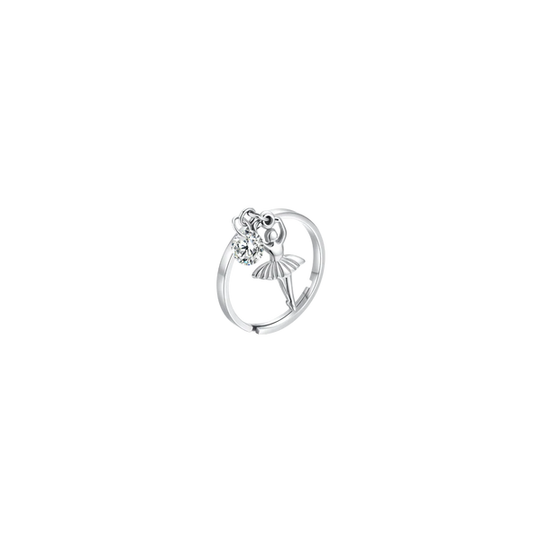 Luca Barra - ANELLO DONNA IN ACCIAIO CON BALLERINA E ZIRCONE BIANCO