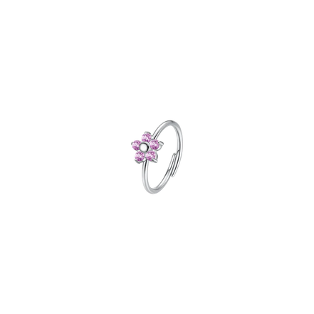 luca barra - ANELLO DONNA IN ACCIAIO CON FIORE E ZIRCONI BIANCHI ROSA
