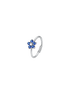 LUCA BARRA - ANELLO DONNA IN ACCIAIO CON FIORE E ZIRCONI BLU