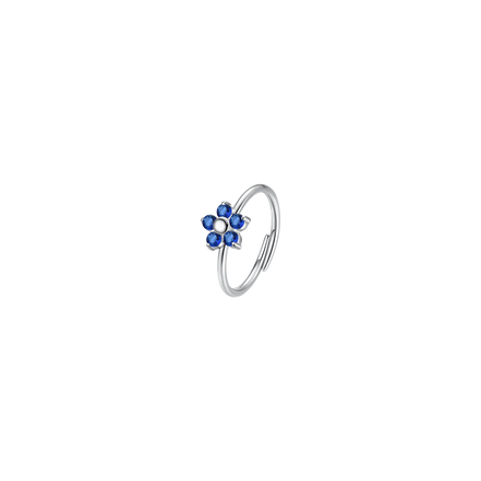 LUCA BARRA - ANELLO DONNA IN ACCIAIO CON FIORE E ZIRCONI BLU