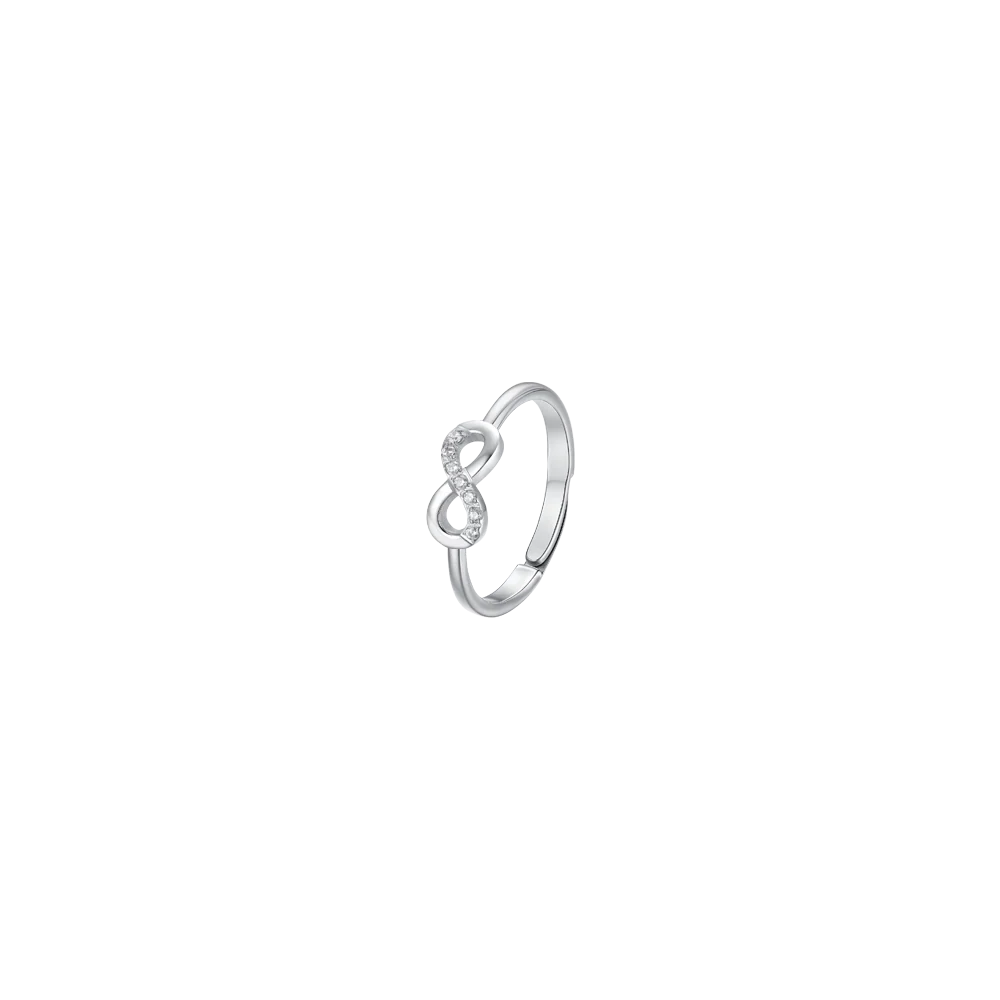 luca barra - ANELLO DONNA IN ACCIAIO CON INFINITO E ZIRCONI BIANCHI