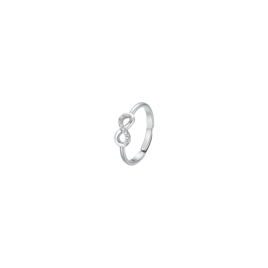 luca barra - ANELLO DONNA IN ACCIAIO CON INFINITO E ZIRCONI BIANCHI