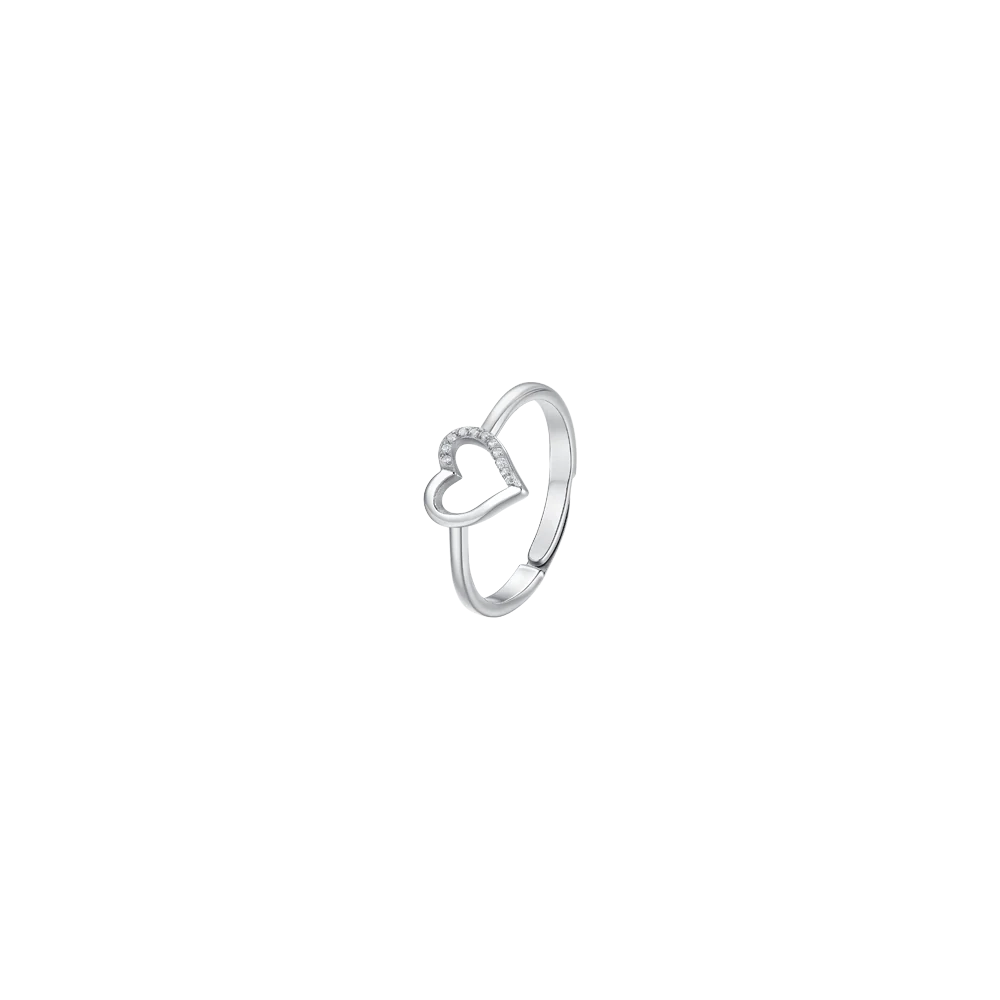 luca barra - ANELLO DONNA IN ACCIAIO CON CUORE E ZIRCONI BIANCHI