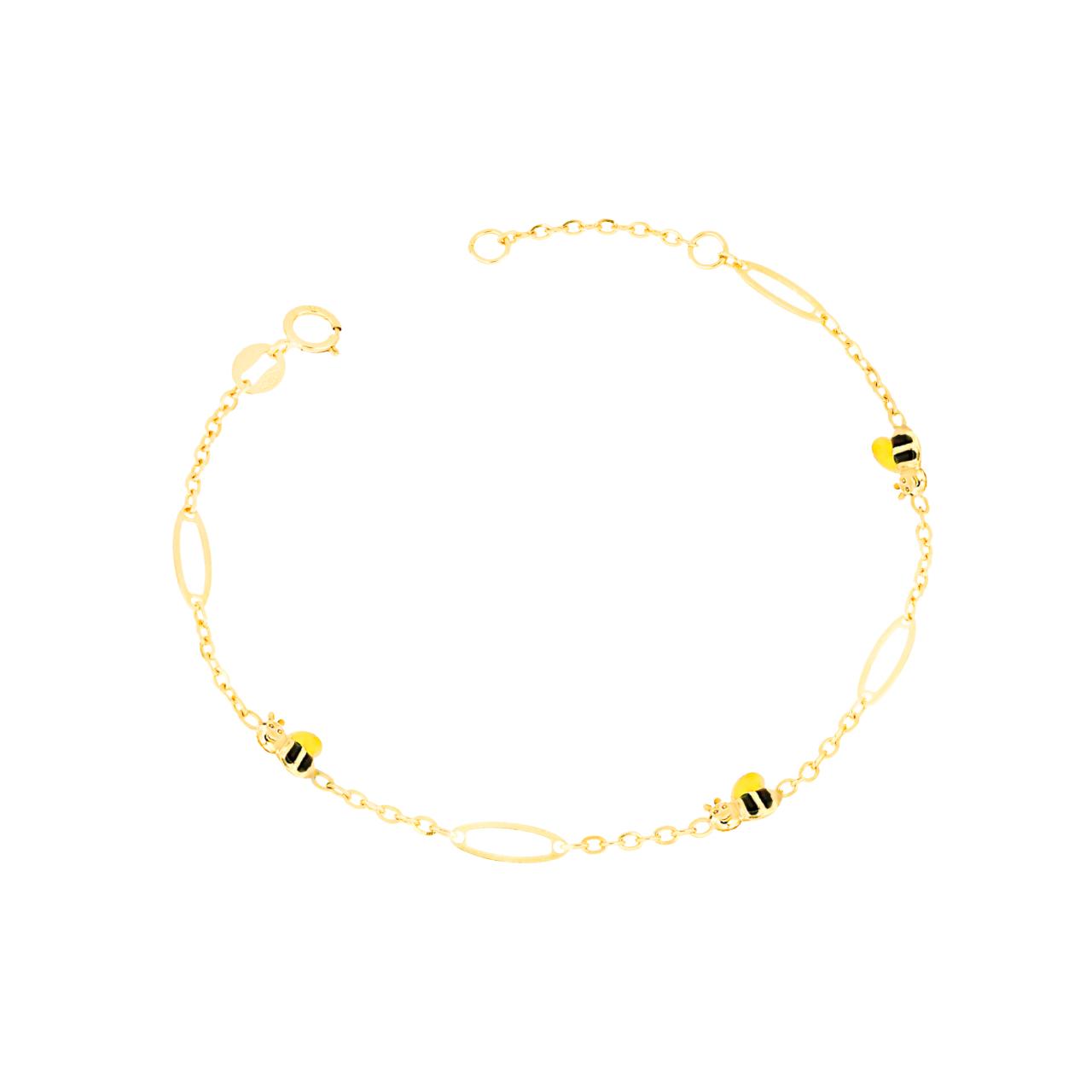 igold - Bracciale in Oro 375% 9 kt con Api Smaltate