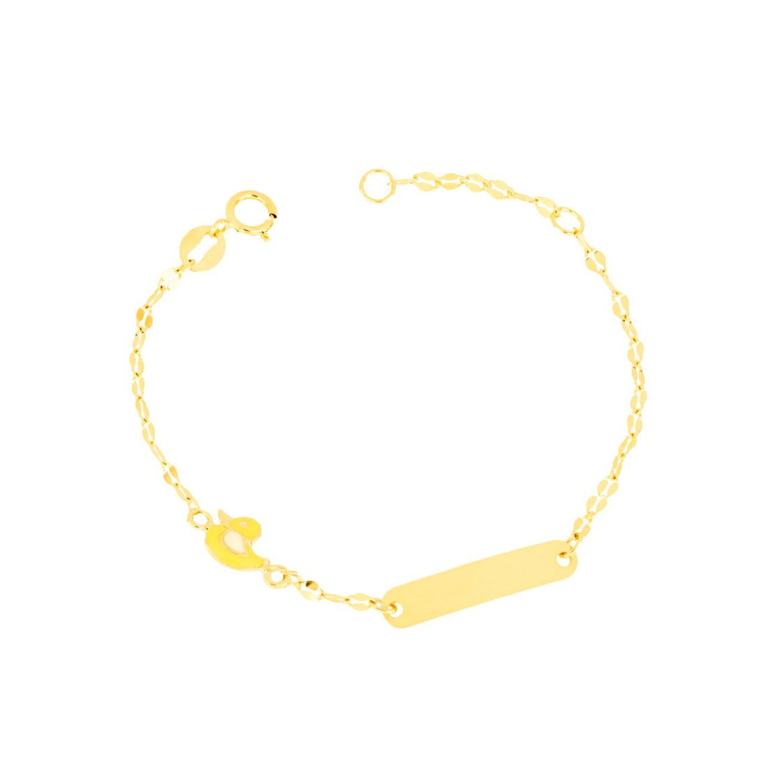 igold - Bracciale bambino con paperella smaltata e piastrina in oro giallo 375% 9 kt