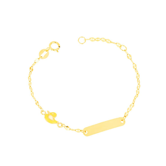 igold - Bracciale bambino con paperella smaltata e piastrina in oro giallo 375% 9 kt