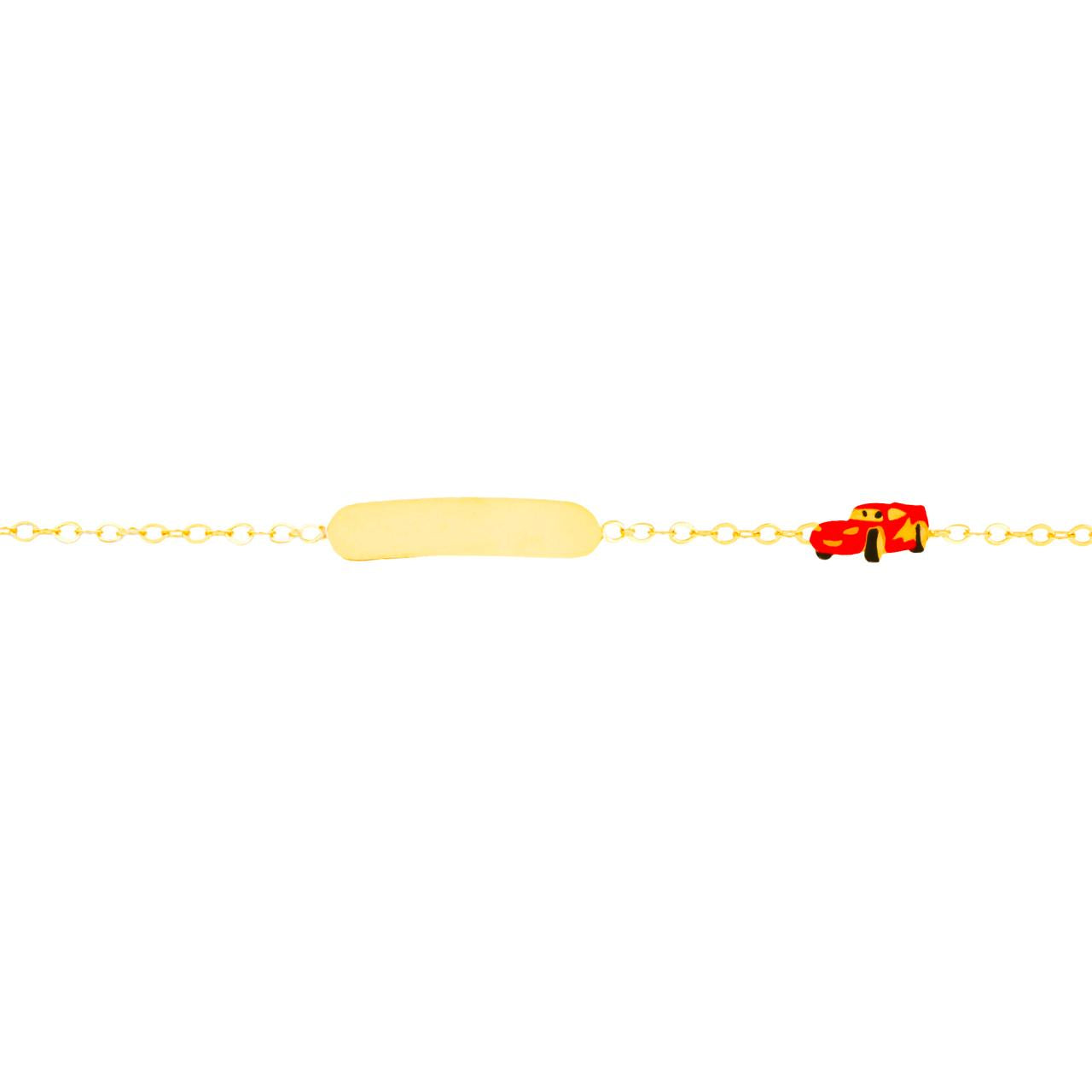 igold - Bracciale bambino con automobilina smaltata e piastrina in oro giallo 375% 9 kt