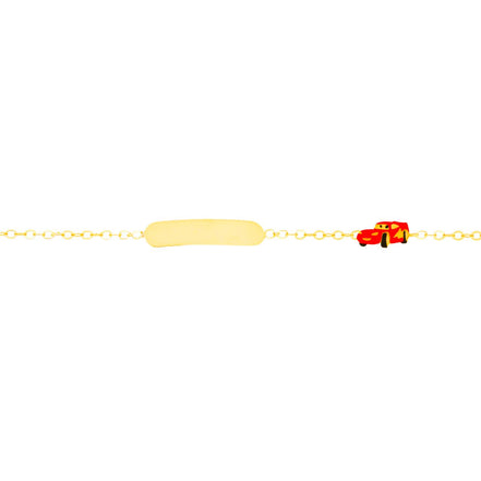 igold - Bracciale bambino con automobilina smaltata e piastrina in oro giallo 375% 9 kt