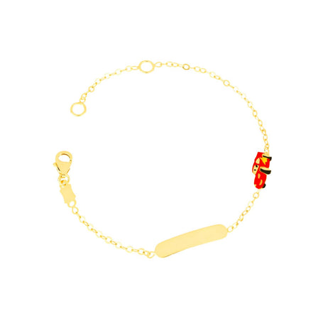 igold - Bracciale bambino con automobilina smaltata e piastrina in oro giallo 375% 9 kt