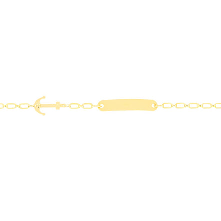 igold - Bracciale  in Oro Giallo 375% 9 kt con Ancora e Piastrina