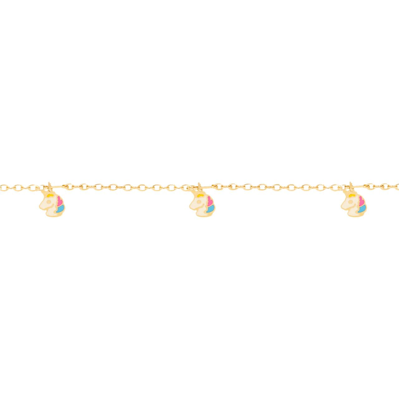 igold - Bracciale Bambino in Oro 375% 9 kt con Unicorni Smaltati
