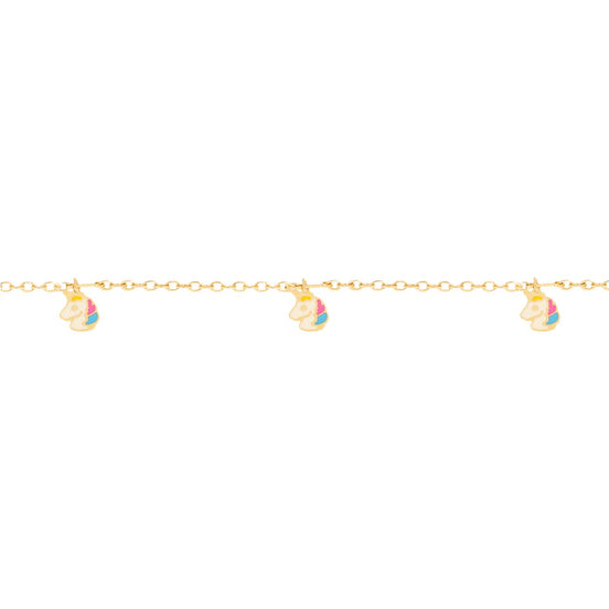 igold - Bracciale Bambino in Oro 375% 9 kt con Unicorni Smaltati