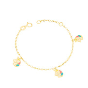 igold - Bracciale Bambino in Oro 375% 9 kt con Unicorni Smaltati