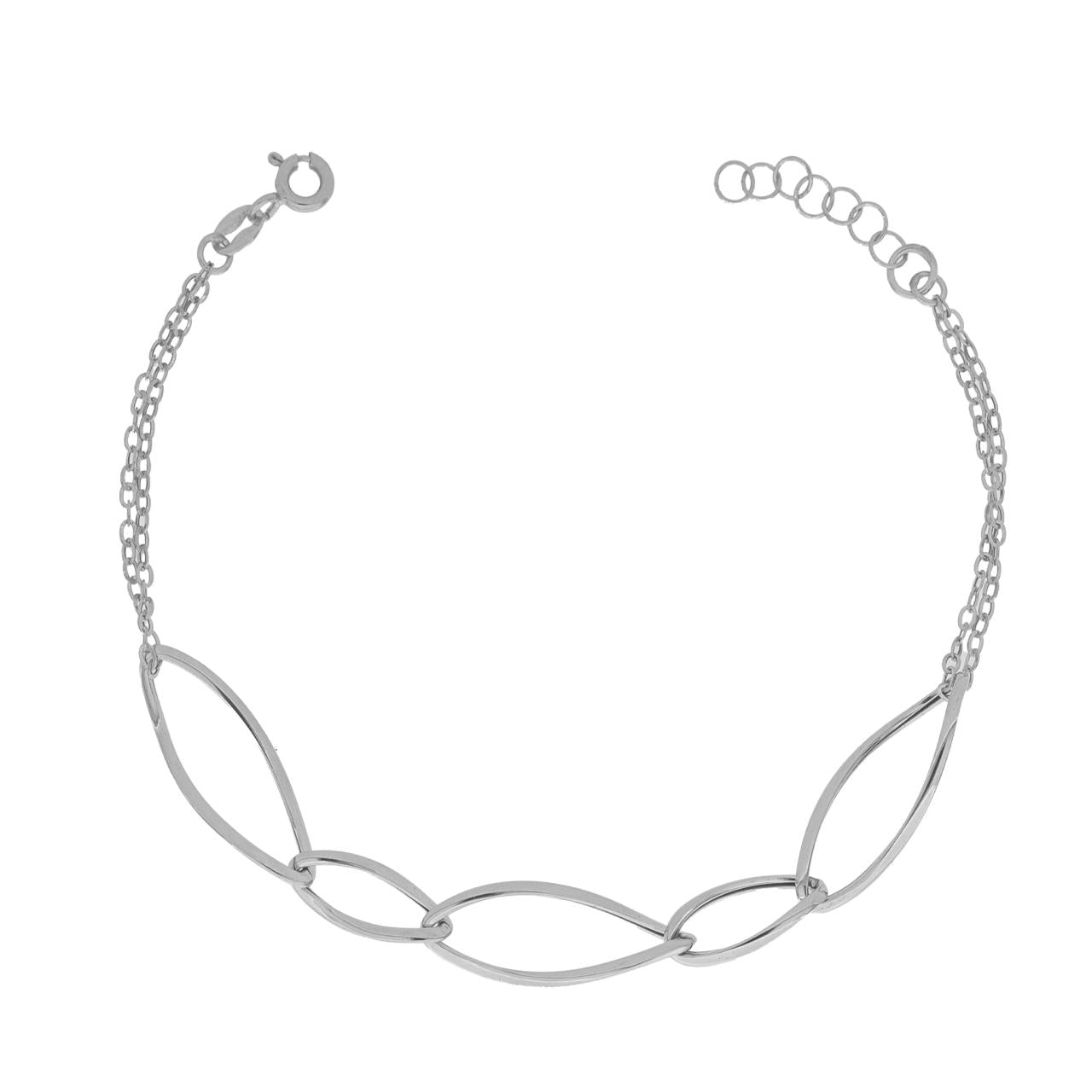 igold - Bracciale a Maglie Ellittiche Intrecciate in Oro Bianco 375% 9 kt
