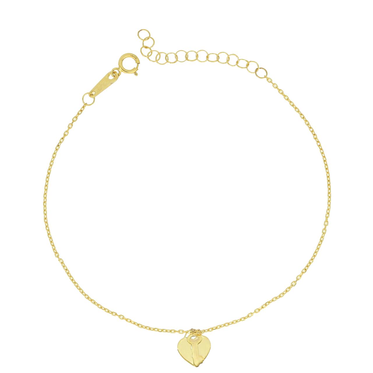 igold - Bracciale con Lucchetto a Cuore in Oro Giallo 375% 9 kt