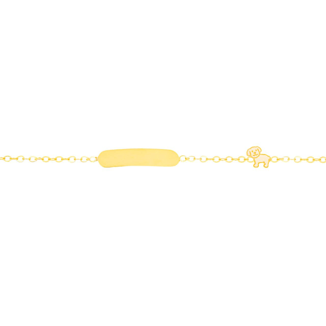 igold - Bracciale con cagnolino e piastrina in oro giallo 375 % 9 kt