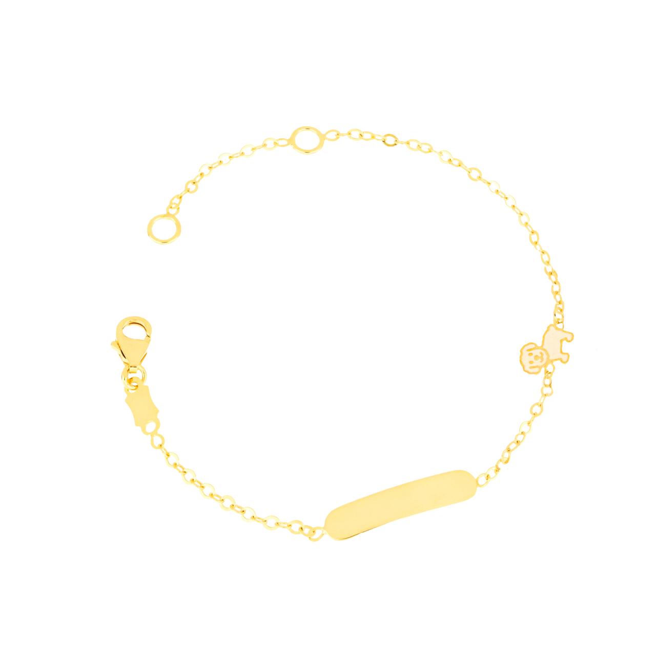 igold - Bracciale con cagnolino e piastrina in oro giallo 375 % 9 kt