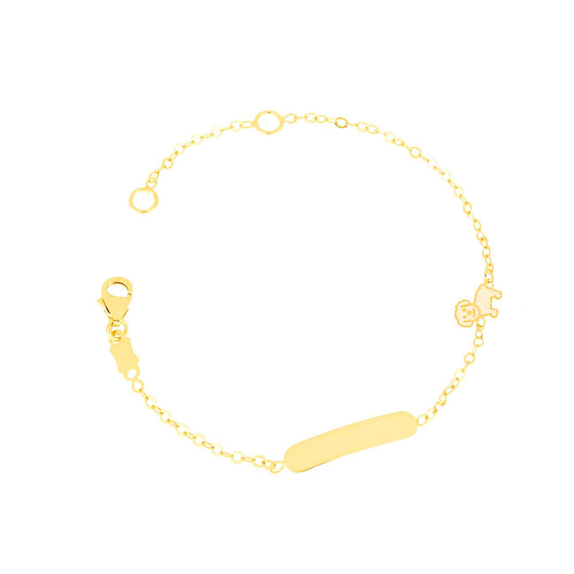igold - Bracciale con cagnolino e piastrina in oro giallo 375 % 9 kt