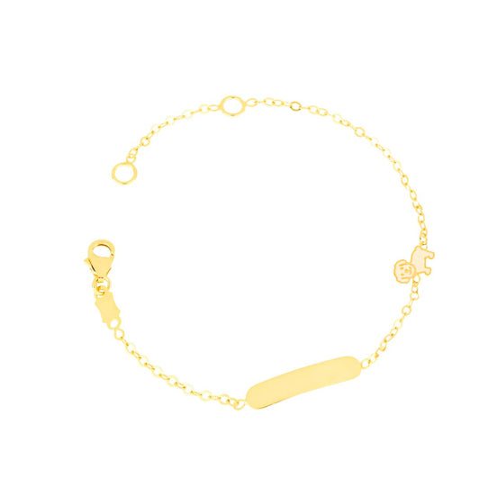 igold - Bracciale con cagnolino e piastrina in oro giallo 375 % 9 kt