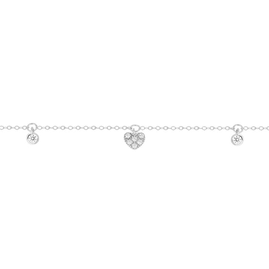 igold - Bracciale Donna in Oro Bianco 375% 9 kt con Cuore e Zirconi
