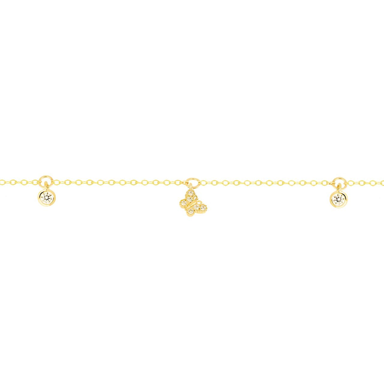 igold - Bracciale in Oro 9 kt con Farfalla e Zirconi