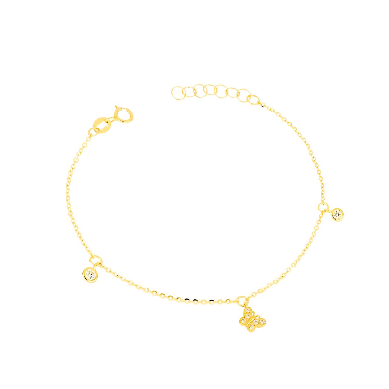 igold - Bracciale in Oro 9 kt con Farfalla e Zirconi