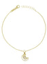 igold - Bracciale con Luna Pendente e Zircone in Oro Giallo 375% 9 kt